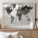Abstract Map Printing - Modern World Map Canvas Wall Art for