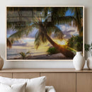 Tropical Island Sunset on the Beach Palms Wall Art Canvas by MyGreatCanvas | Canvas Wall Art Prints | Photo Prints & Wall Decor
