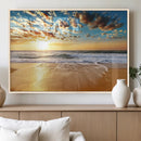 Golden Sunset Beach Print Canvas Wall Art, Giclee Canvas