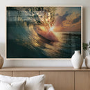 Ocean Wave Sunset Canvas Wall Art – Triptych Seascape Print