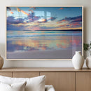 Tranquil Pastel Sunset Beach Triptych Canvas Art, Soothing