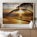 Golden Tropical Beach Sunset Canvas Triptych, Coastal Palm by MyGreatCanvas | Canvas Wall Art Prints | Photo Prints & Wall Decor