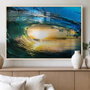 Ocean Wave at Sunset Canvas Art, Large Wall Print of Vibrant