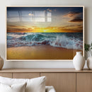 Golden Sunset Ocean Waves Wall Art Canvas Print – Multi