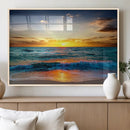 Vibrant Ocean Sunrise Over Golden Beach Waves, Giclee Canvas by MyGreatCanvas | Canvas Wall Art Prints | Photo Prints & Wall Decor