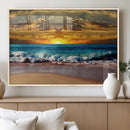 Ocean Sunrise Over Golden Beach Waves, Giclee Canvas Wall