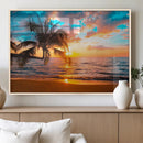 Palm Tree Sunset On The Beach Wall Art Canvas, Framed Palm by MyGreatCanvas | Canvas Wall Art Prints | Photo Prints & Wall Decor