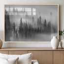 Foggy Misty Forest Canvas Wall Art – Black and White