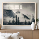 Forest Mountain Print - Black and White Canvas Wall Art with