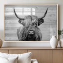 Scottish Highland Cow Cattle Art Print on Wood Background by MyGreatCanvas | Canvas Wall Art Prints | Photo Prints & Wall Decor