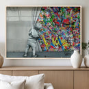 Banksy Colorful Street Graffiti Canvas Wall Art Print, by MyGreatCanvas | Canvas Wall Art Prints | Photo Prints & Wall Decor