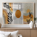 Modern Boho Sun and Leaf Abstract Art – 3-Panel Giclée