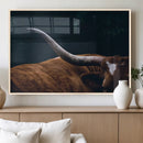 Texas Longhorn Bull Wall Art Canvas Print - Large Framed