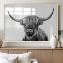 Grayscale Scottish Highland Cow Cattle Art Print Farmhouse by MyGreatCanvas | Canvas Wall Art Prints | Photo Prints & Wall Decor