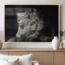 Lion Couple Wall Art Canvas Print – Elegant Black and White