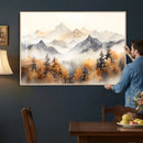 Abstract Mountain Wall Art | Misty Mountain Forest and
