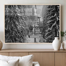 Winter Ski Lift Black and White Canvas Wall Art – Alpine