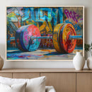 Fitness Gym Barbell Graffiti Wall Art Canvas Print