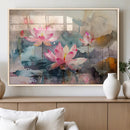 Lotus Flower Wall Art | 3-Panel Giclee Canvas Print of Pink