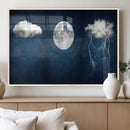 Dark Blue Cloud Art, 3 Piece Indigo Blue Wall Art, Aesthetic