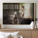 Jesus Canvas Wall Art - Jesus Running After Lost Lamb,
