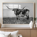 Texas Black White Highland Longhorn Cow Wall Art Canvas by MyGreatCanvas | Canvas Wall Art Prints | Photo Prints & Wall Decor