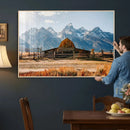 Vintage Old Barn Field Wall Art Canvas Print for Farmhouse