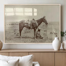 Cowboy Wall Art - Western Horse Canvas Print - Vintage