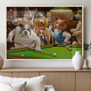 Dogs Playing Pool Canvas Wall Art Funny Gifts Dog Print