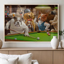Dogs Playing Pool Canvas Wall Art Funny Gifts Dog Print