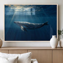 Whale under Ocean Wall Art Canvas Print