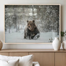 Grizzly Bear Wall Art – Framed Snowy Forest Canvas Artwork, by MyGreatCanvas | Canvas Wall Art Prints | Photo Prints & Wall Decor