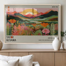 Framed Yayoi Kusama Print, Vibrant Floral Mountain Art