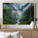 Mountain Forest River Canvas Wall Art Print - Serene Nature