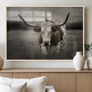 Texas Longhorn Cow Canvas Wall Art Print - Large Rustic