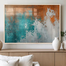 Vintage Abstract Print - Bold Teal and Orange Canvas Wall