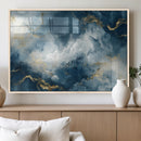 Large Abstract Print - Luxe Blue and Gold Abstract Canvas