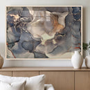 Abstract Blue and Gold Wall Art - Fluid Ink Artwork - Modern