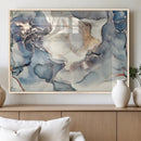 Abstract Blue and Gold Canvas Wall Art - Fluid Modern Ink