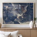 Large Abstract Blue and Gold Canvas Wall Art Fluid Ink