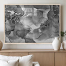 Black White Abstract Canvas Wall Art - Fluid Ink Artwork -