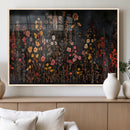 Dark Floral Canvas Wall Art - Moody Botanical Flower Print -