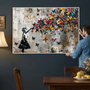 Banksy Butterfly Girl Wall Art – Modern Graffiti Canvas