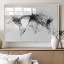 Flight Routes Air Traffic Map Canvas Wall Art - Framed -