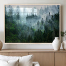 Misty Forest Wall Art Canvas Print – Framed Foggy Mountain
