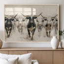 Texas Longhorn Wall Art – Framed Cattle Walking Canvas by MyGreatCanvas | Canvas Wall Art Prints | Photo Prints & Wall Decor