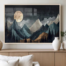 Moonlit Mountain Wall Art Canvas Print – Silhouetted Pines