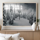 Snowy Pines Wall Art Canvas Print – Framed Ski Lift Winter