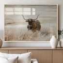 Texas Longhorn Wall Art Canvas Print – Framed Brown Horned