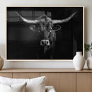 Texas Longhorn Wall Art Canvas Print – Framed Monochrome by MyGreatCanvas | Canvas Wall Art Prints | Photo Prints & Wall Decor